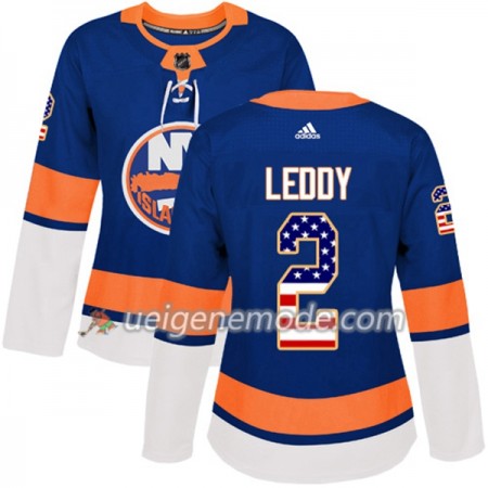 Dame Eishockey New York Islanders Trikot Nick Leddy 2 Adidas 2017-2018 Blue USA Flag Fashion Authentic